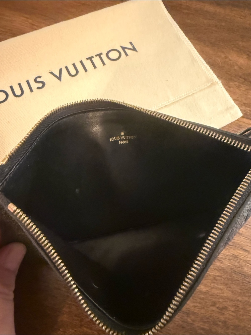 Louis Vuitton Black Embossed Monogram Zip Card Holder - Picture 4 of 5